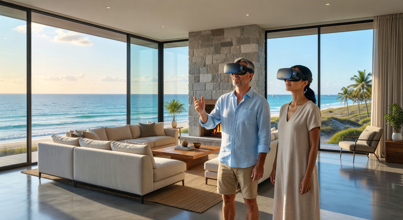 Stunning contemporary dining room in a Naples FL estate with custom AI-designed sculptural lighting fixture elegant table setting and floor-to-ceiling glass doors opening to a Gulf-view terrace ultra realistic